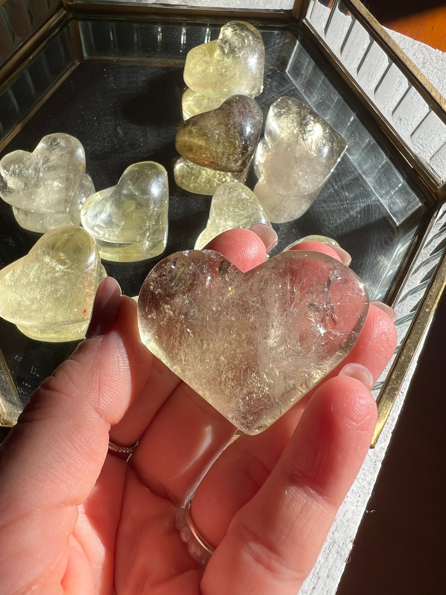 Smoky Citrine Heart Palms