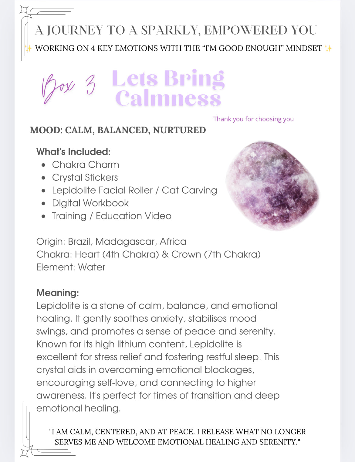 LET’S BRING CALMNESS (Box 3)