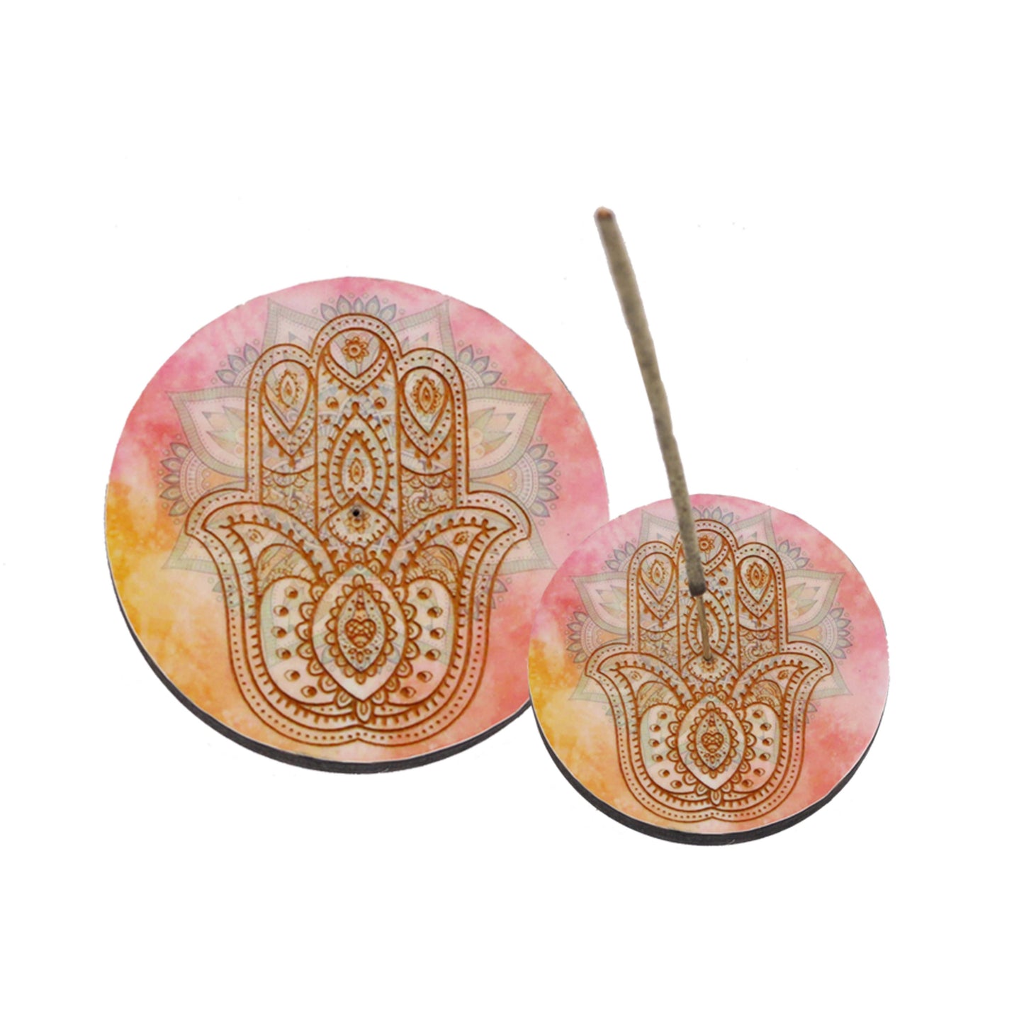 Wooden Incense Burner - Round Hamsa Hand (4 in.)