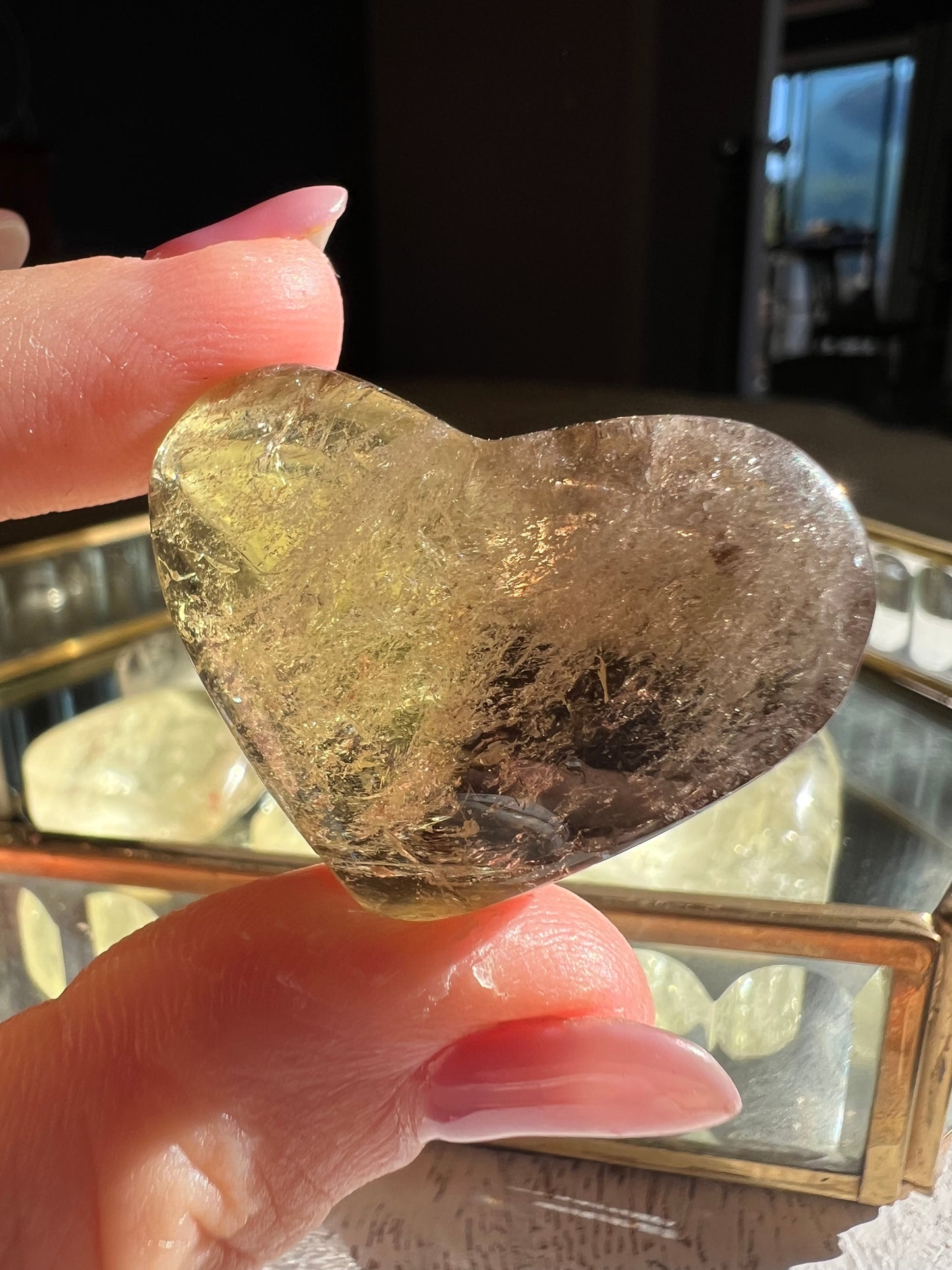 Smoky Citrine Heart Palms