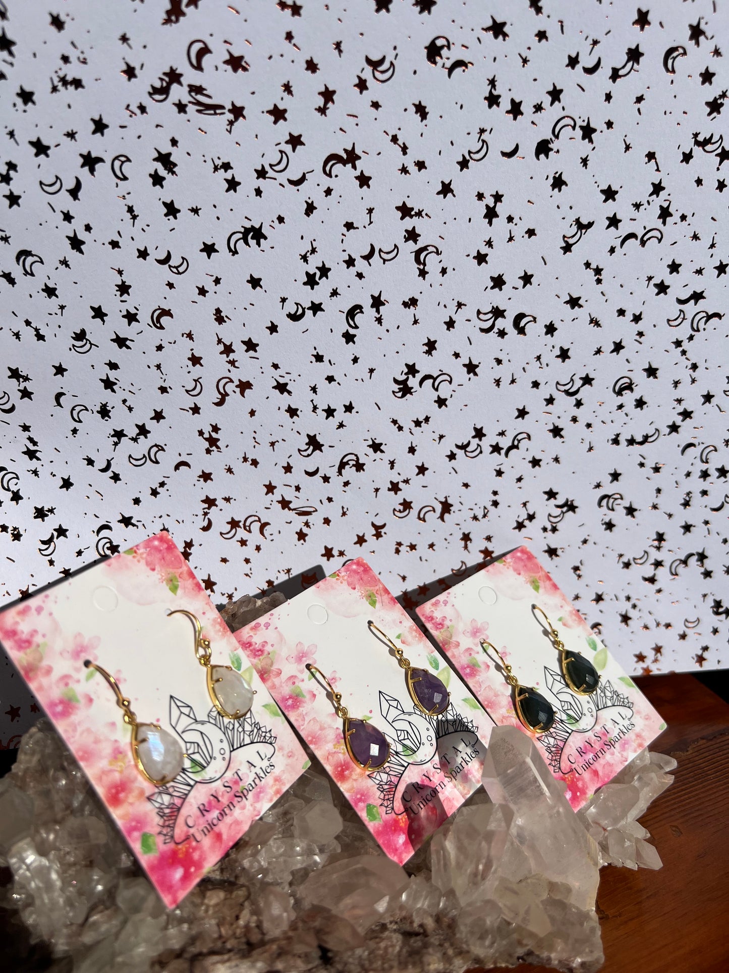 Ethereal Elegance: 18K Gold Teardrop Gemstone Earrings