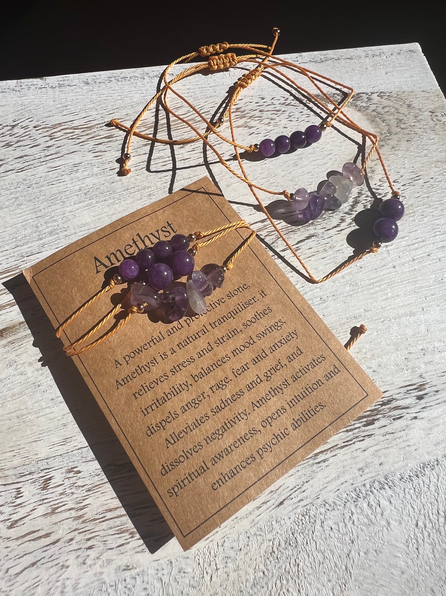 Set of 3 Amethyst Adjustable Bracelets