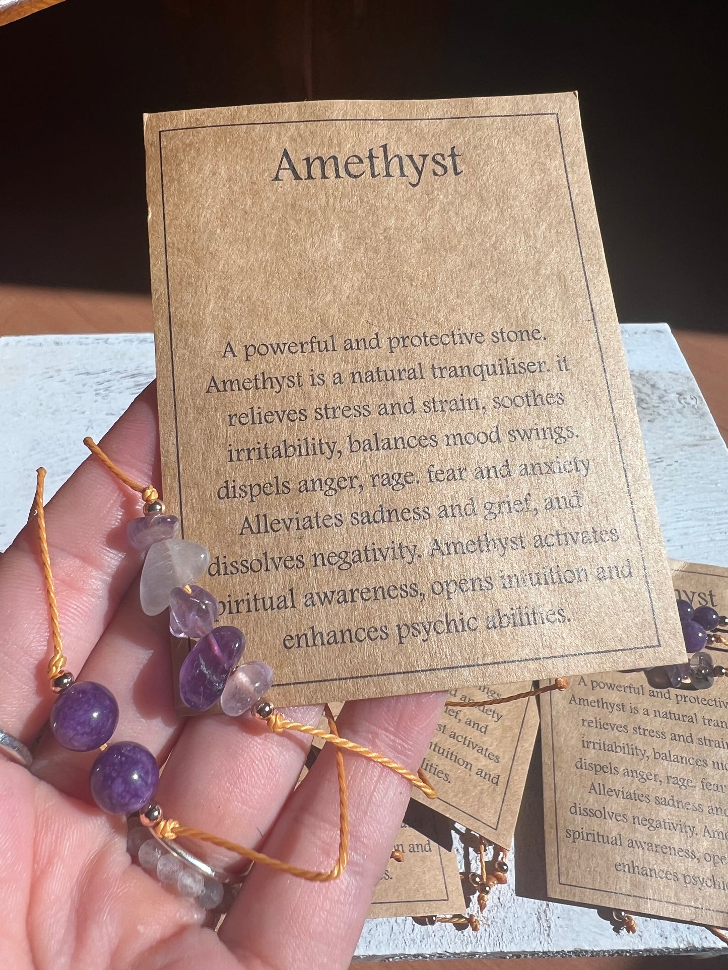 Set of 3 Amethyst Adjustable Bracelets