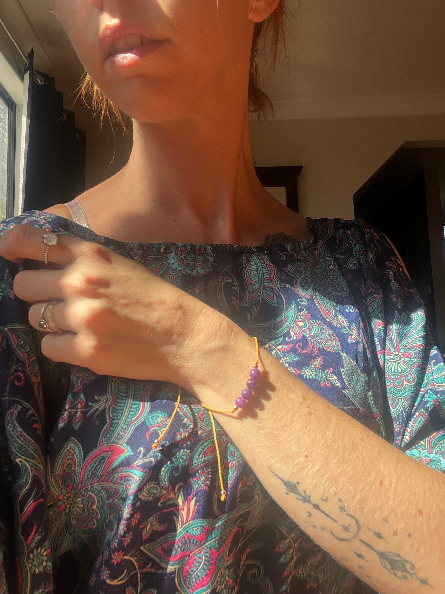 Set of 3 Amethyst Adjustable Bracelets