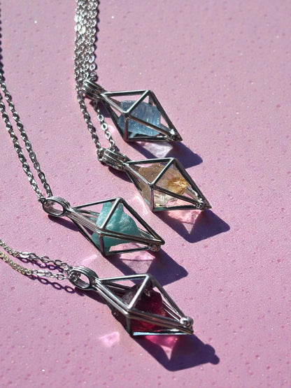 Diamond Raw Energy Crystal Necklace