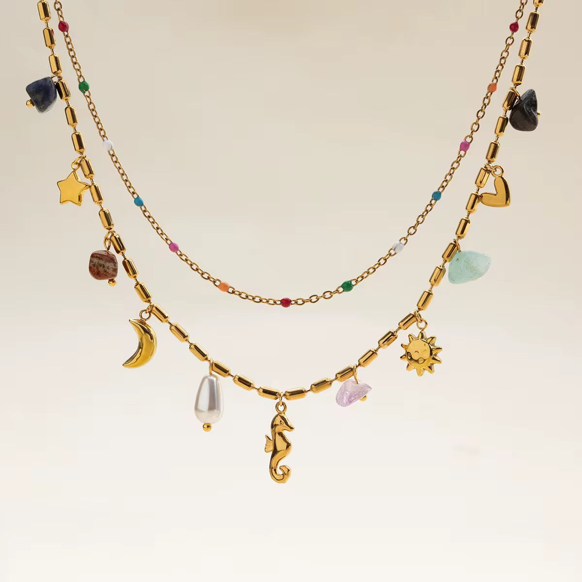 Celestial Charm Layered Necklace (Gold)