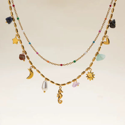 Celestial Charm Layered Necklace (Gold)