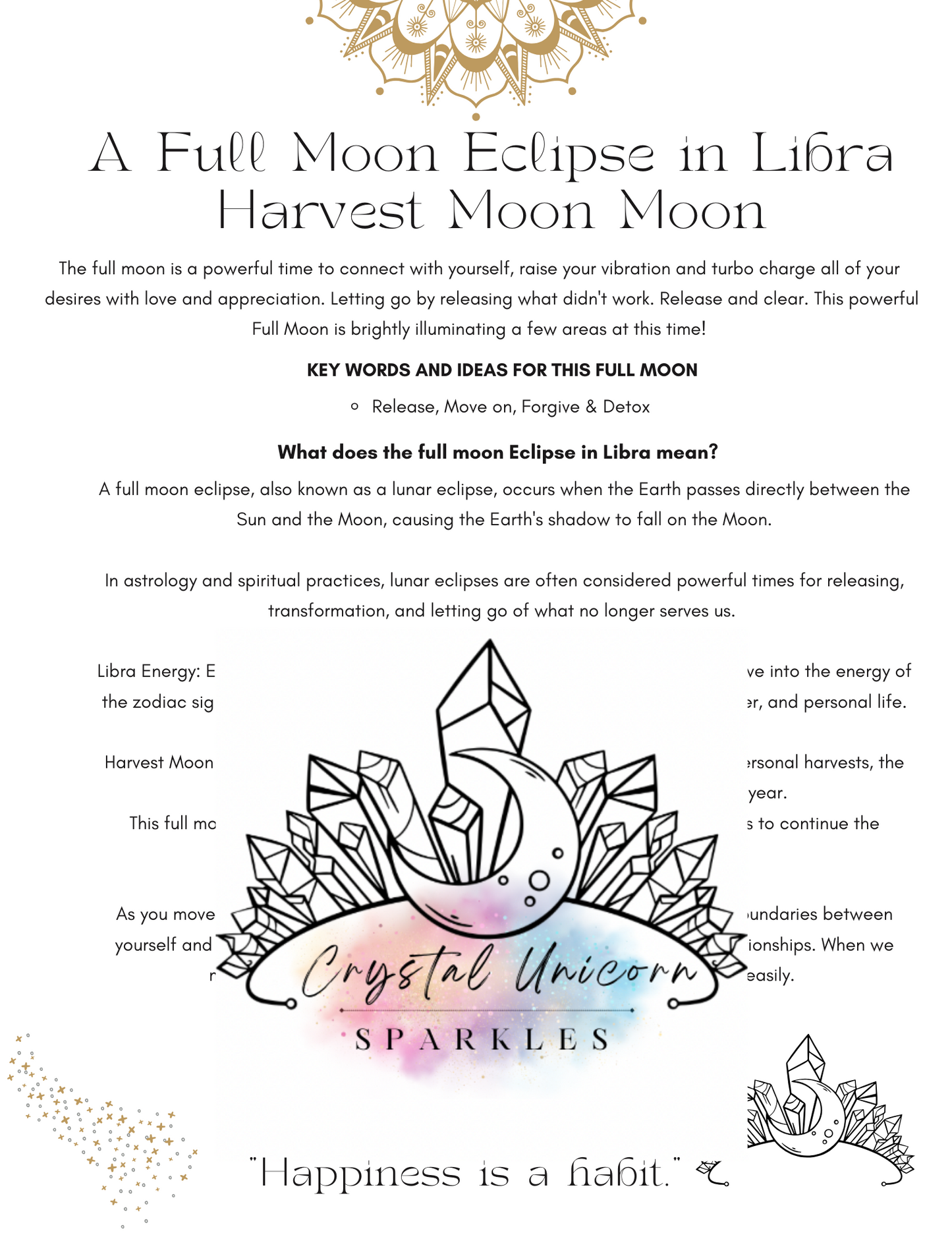 A Full Moon Eclipse in Libra Harvest Moon Moon Digital / Printable Work Book