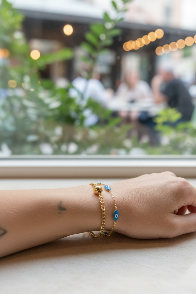 💙 Gold Stainless Steel Evil Eye Bracelets 🧿