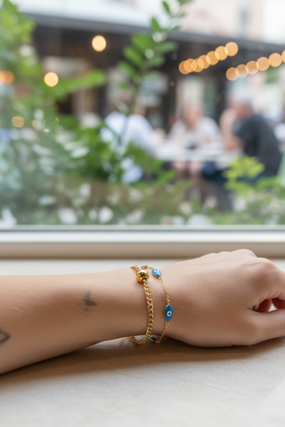 💙 Gold Stainless Steel Evil Eye Bracelets 🧿