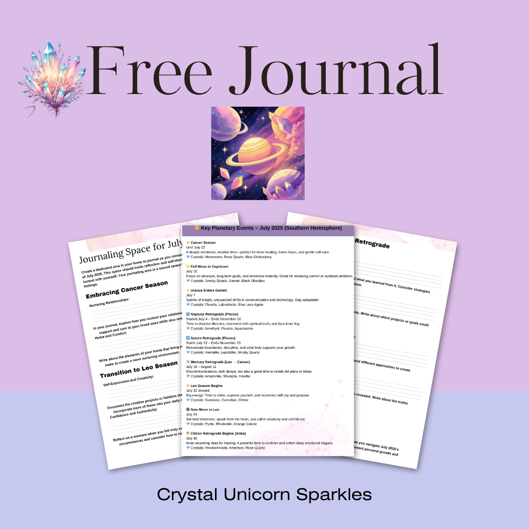July 2025 Crystal & Astrology Workbook – Printable Download