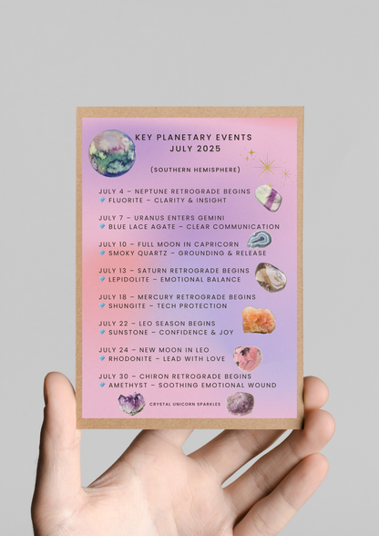 FREE July 2025 Planet & Crystal Poster – Printable Guide