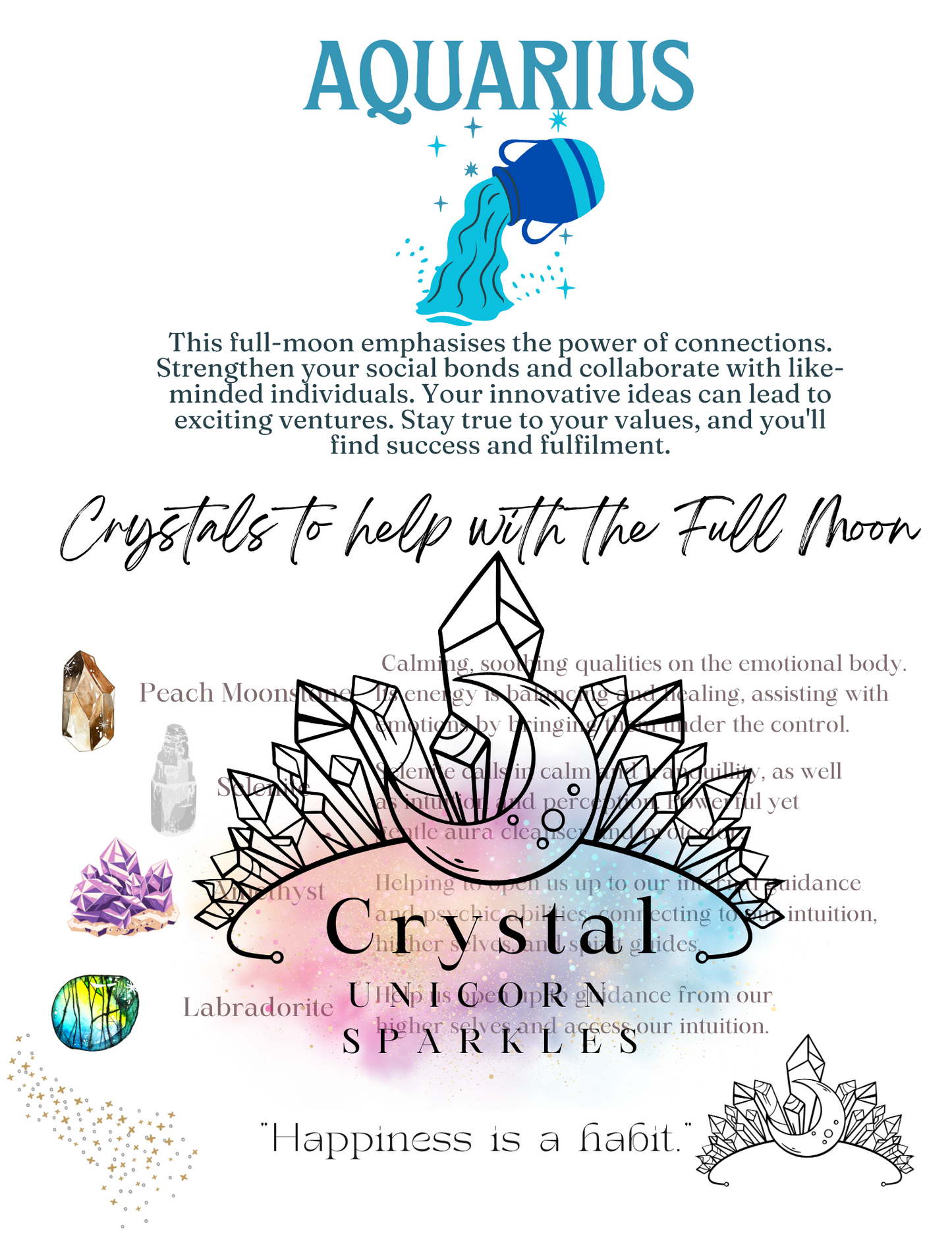 Blue Full Moon in Aquarius Digital Ritual Book / Printable Workbook