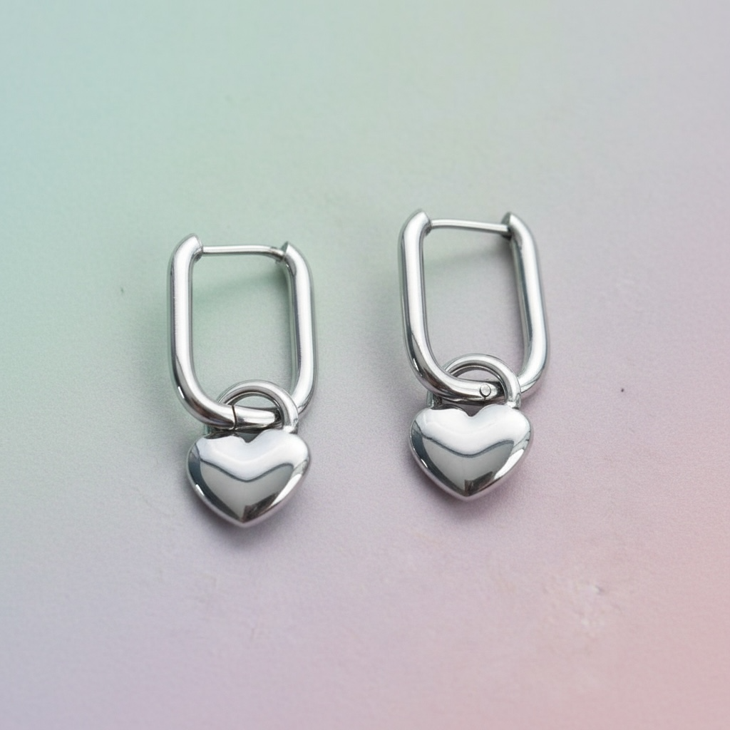 Heart Charm Huggie Earrings