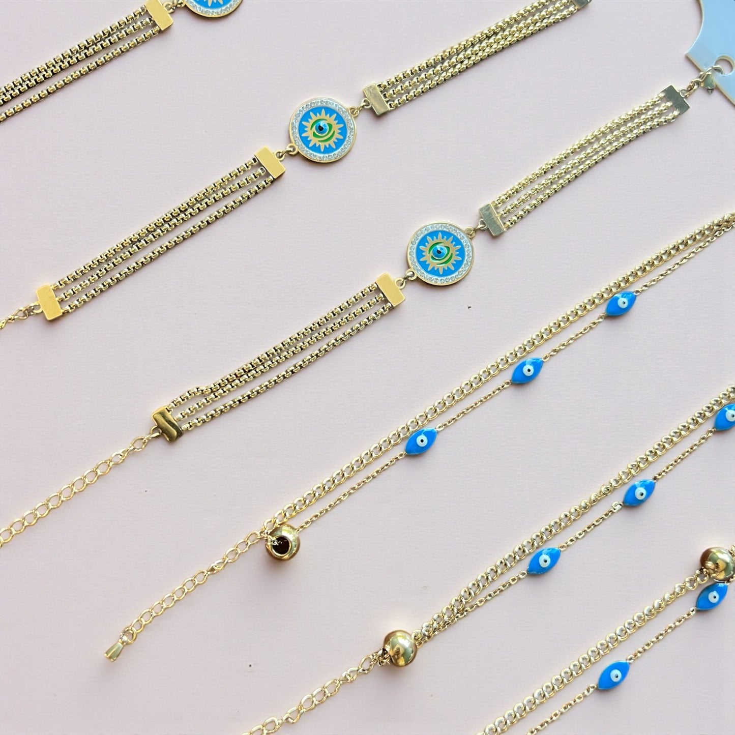 💙 Gold Stainless Steel Evil Eye Bracelets 🧿
