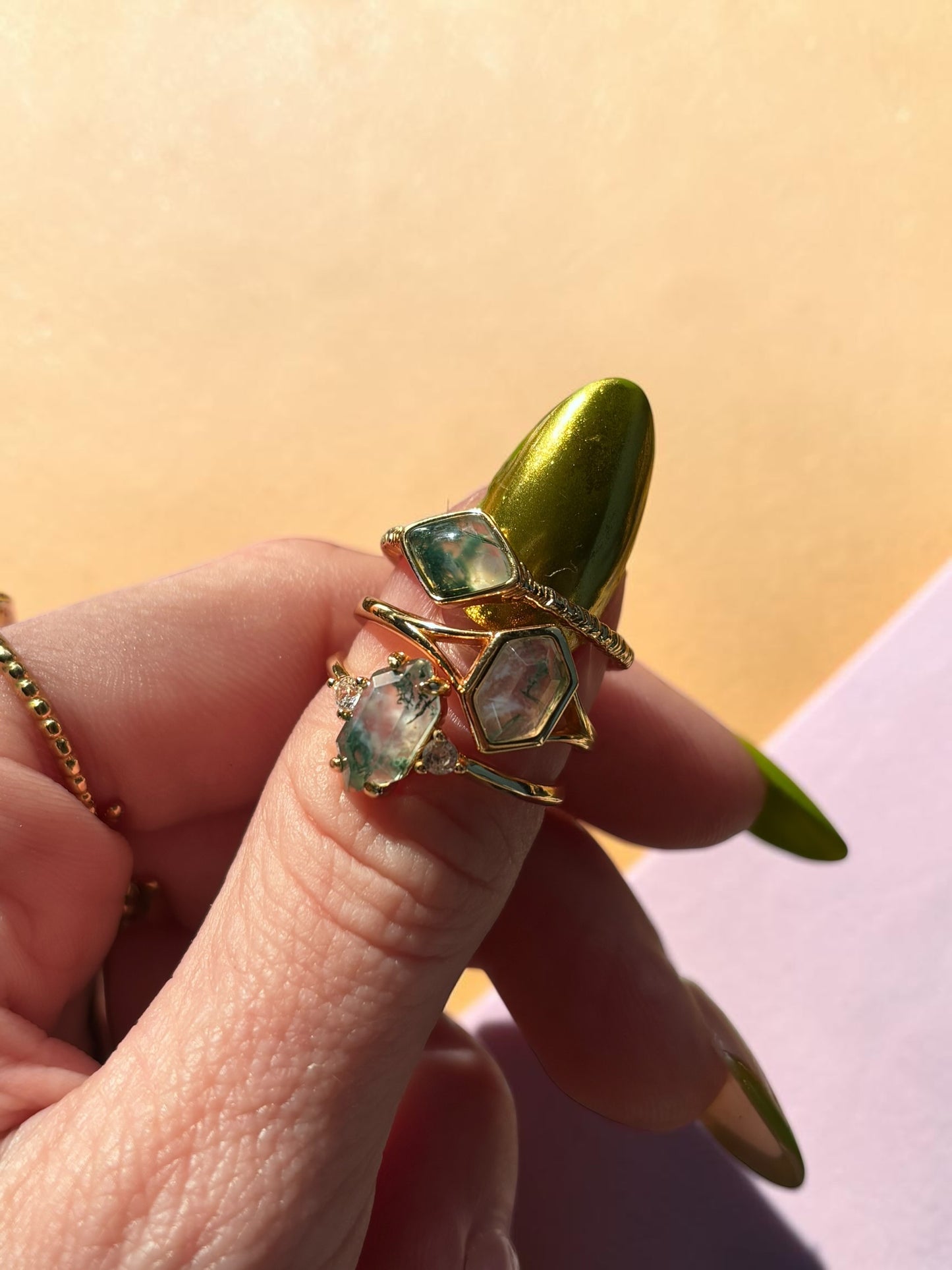 Golden Moss Whisper Ring