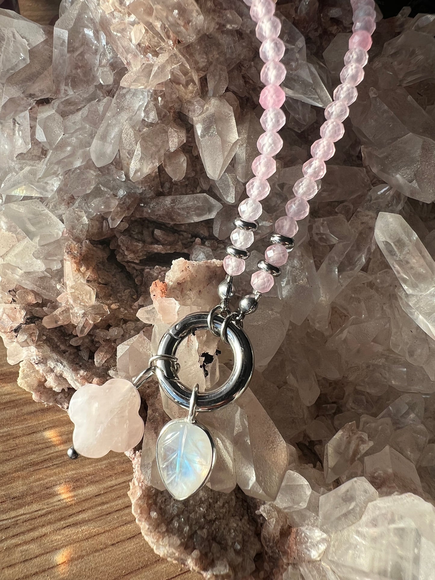 Crystal Leaf Charm – Choose Your Stone