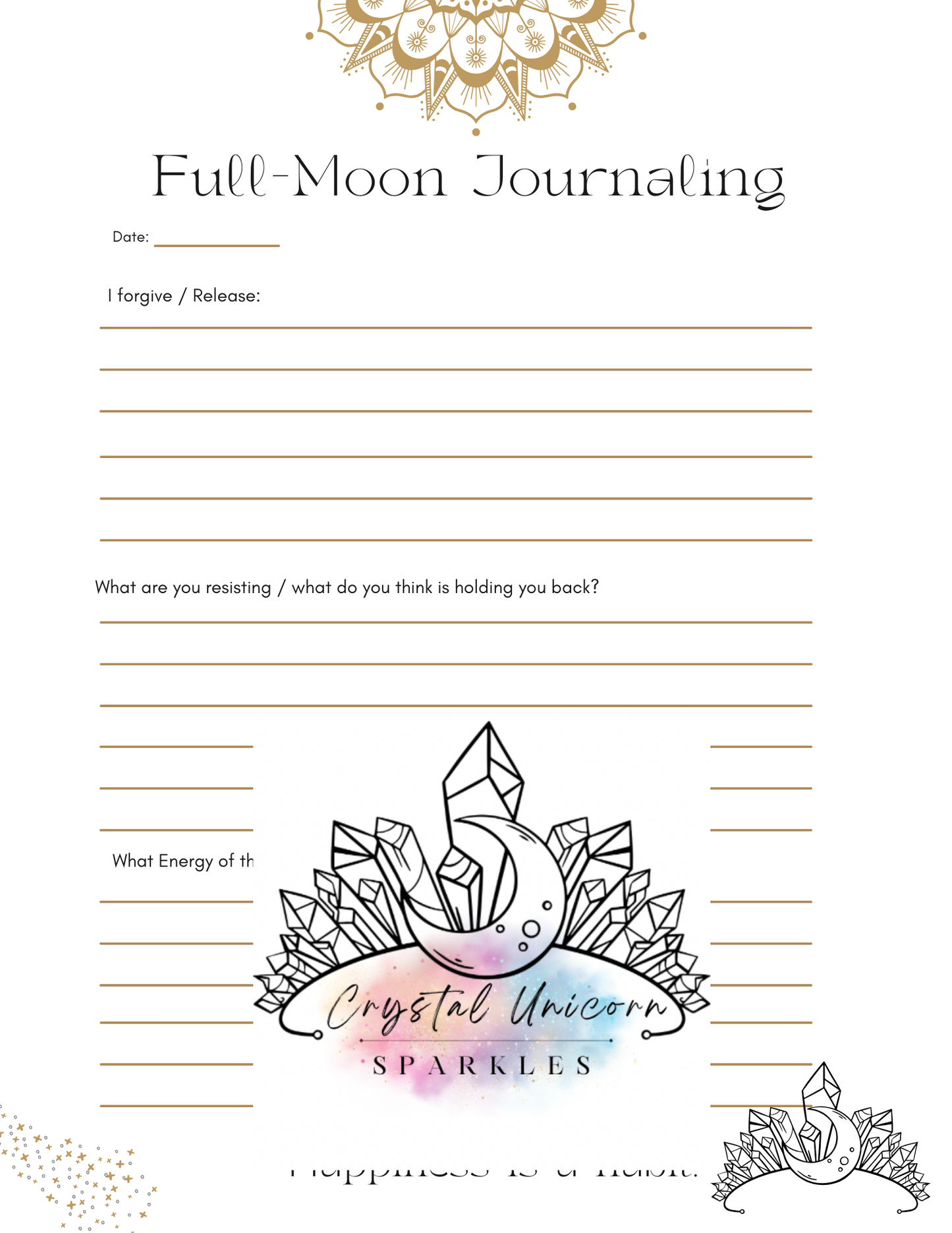 Full Moon in Capricorn Digital Printable Workbook