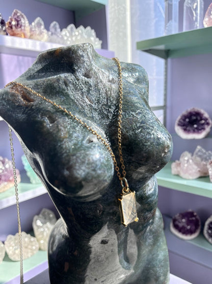 Moon and Back Moonstone Pendant Necklace