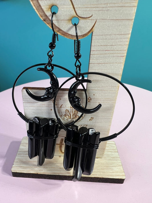 Mystic Moon Obsidian Earring