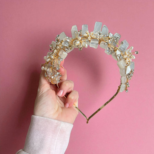 Pearl Floral Crystal Crown
