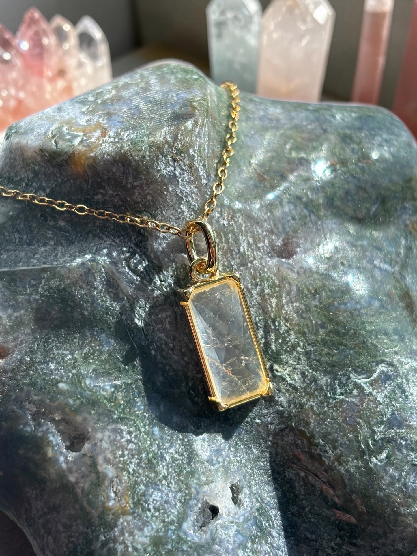 Moon and Back Moonstone Pendant Necklace