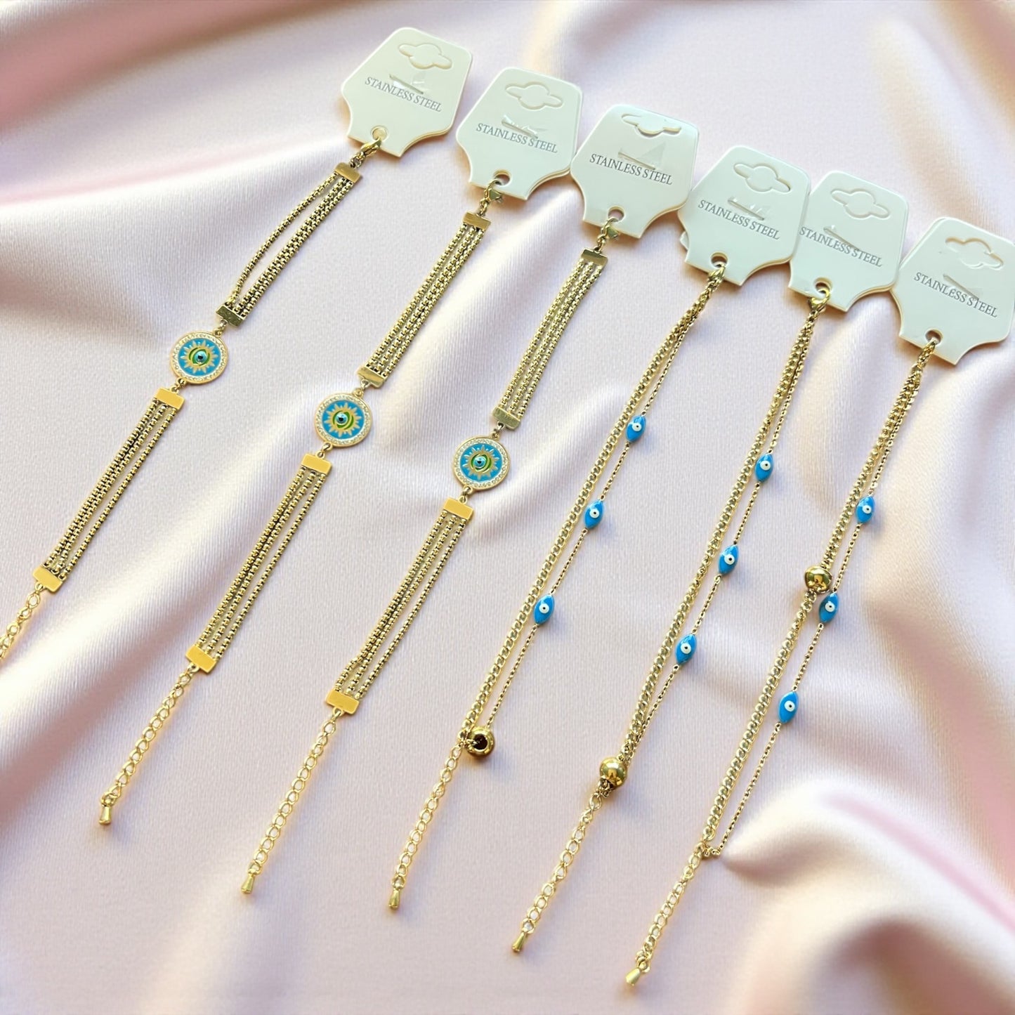 💙 Gold Stainless Steel Evil Eye Bracelets 🧿