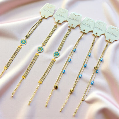 💙 Gold Stainless Steel Evil Eye Bracelets 🧿