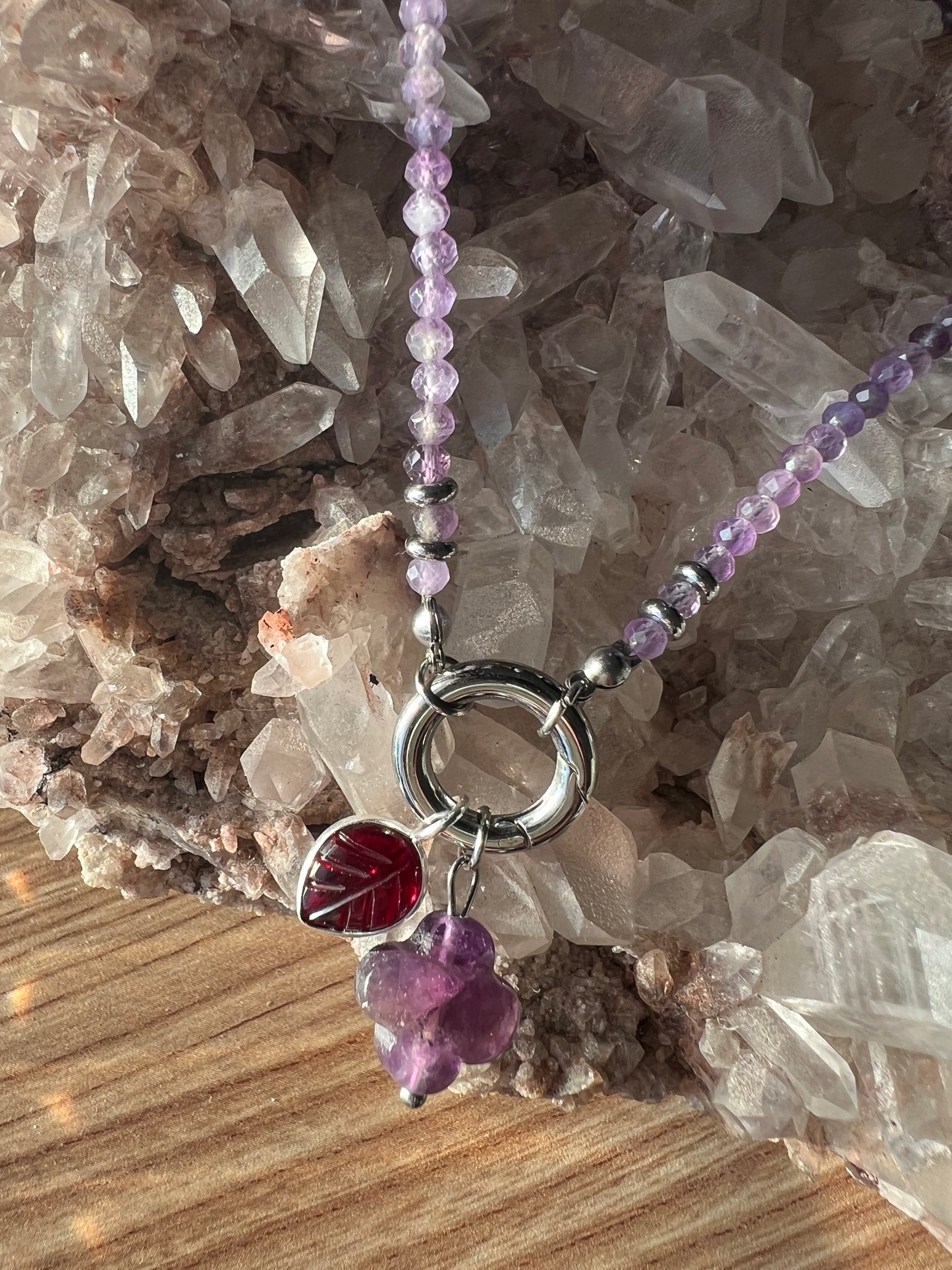 Crystal Leaf Charm – Choose Your Stone