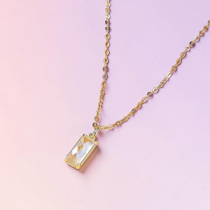 Moon and Back Moonstone Pendant Necklace