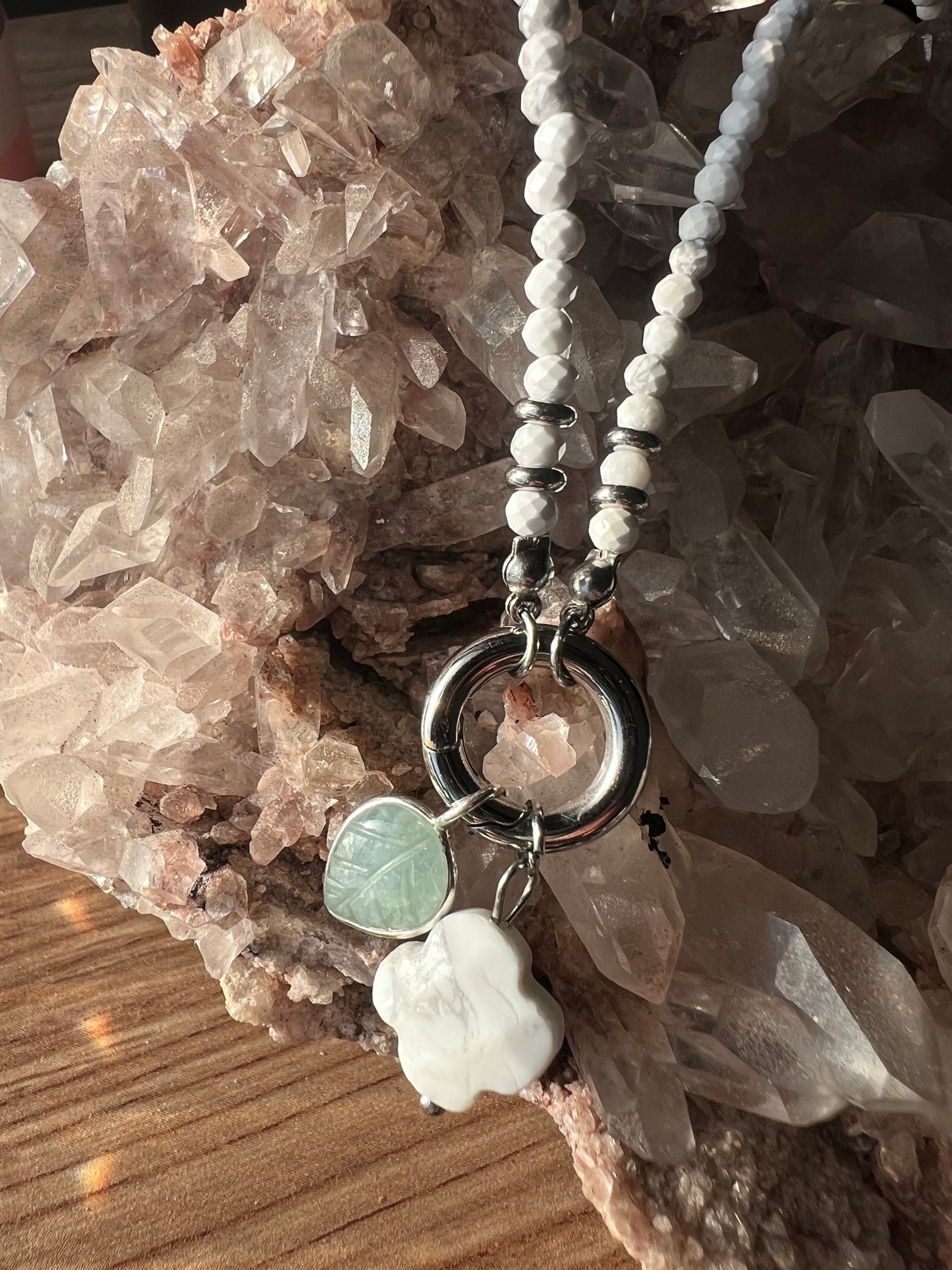 Crystal Leaf Charm – Choose Your Stone