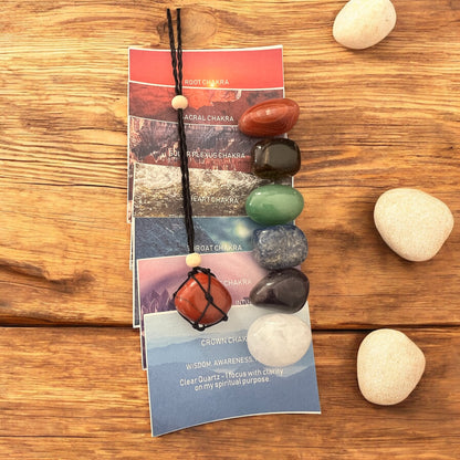 7 Chakra Tumble Set with Interchangeable Macramé Necklace