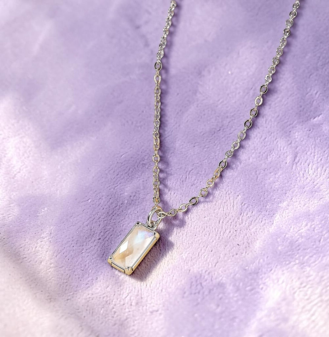 Moon and Back Moonstone Pendant Necklace