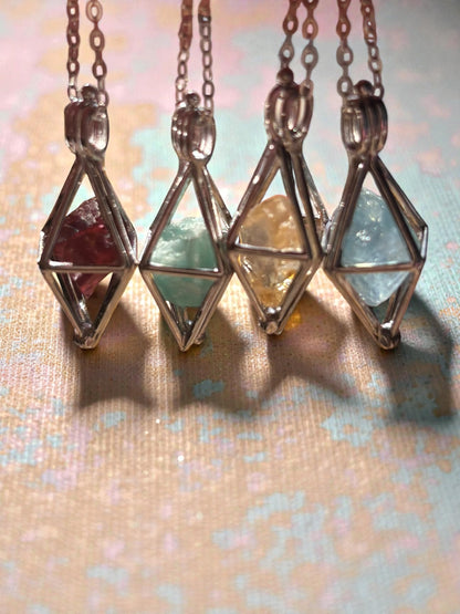 Diamond Raw Energy Crystal Necklace