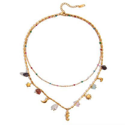 Celestial Charm Layered Necklace (Gold)
