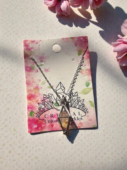 Diamond Raw Energy Crystal Necklace