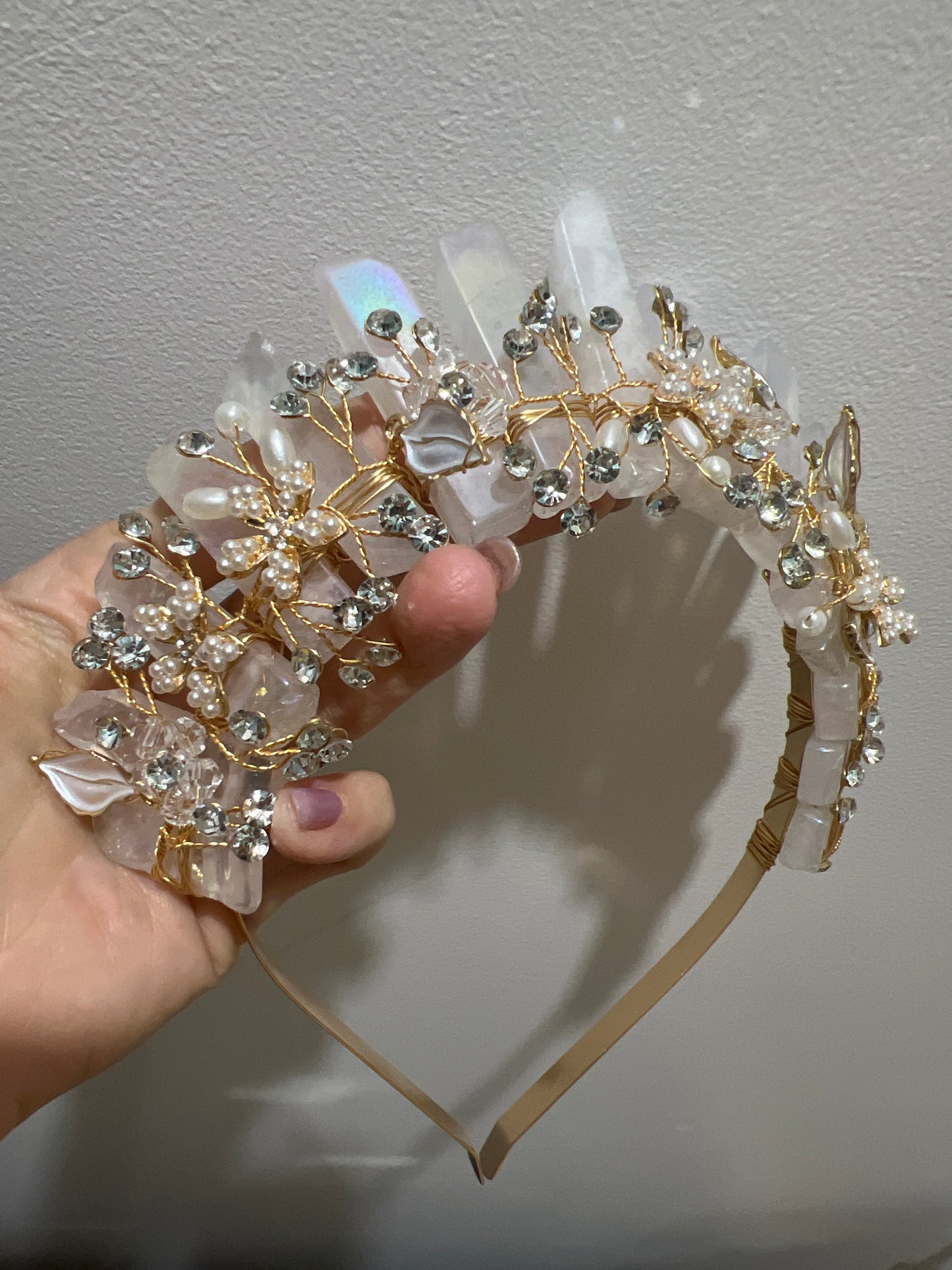 Pearl Floral Crystal Crown