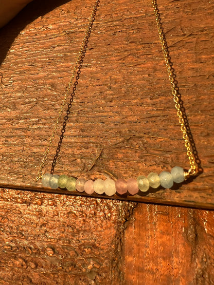 Mystic Mermaid Morganite Aquamarine Necklace