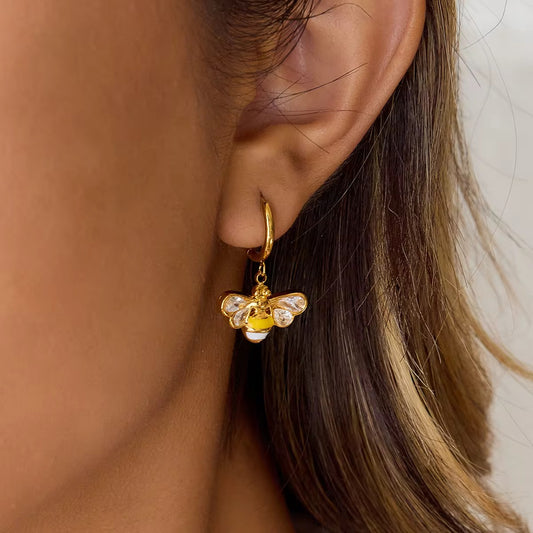 Bee Drop Huggie Earrings