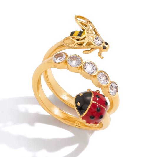 Bee & Ladybug Statement Ring