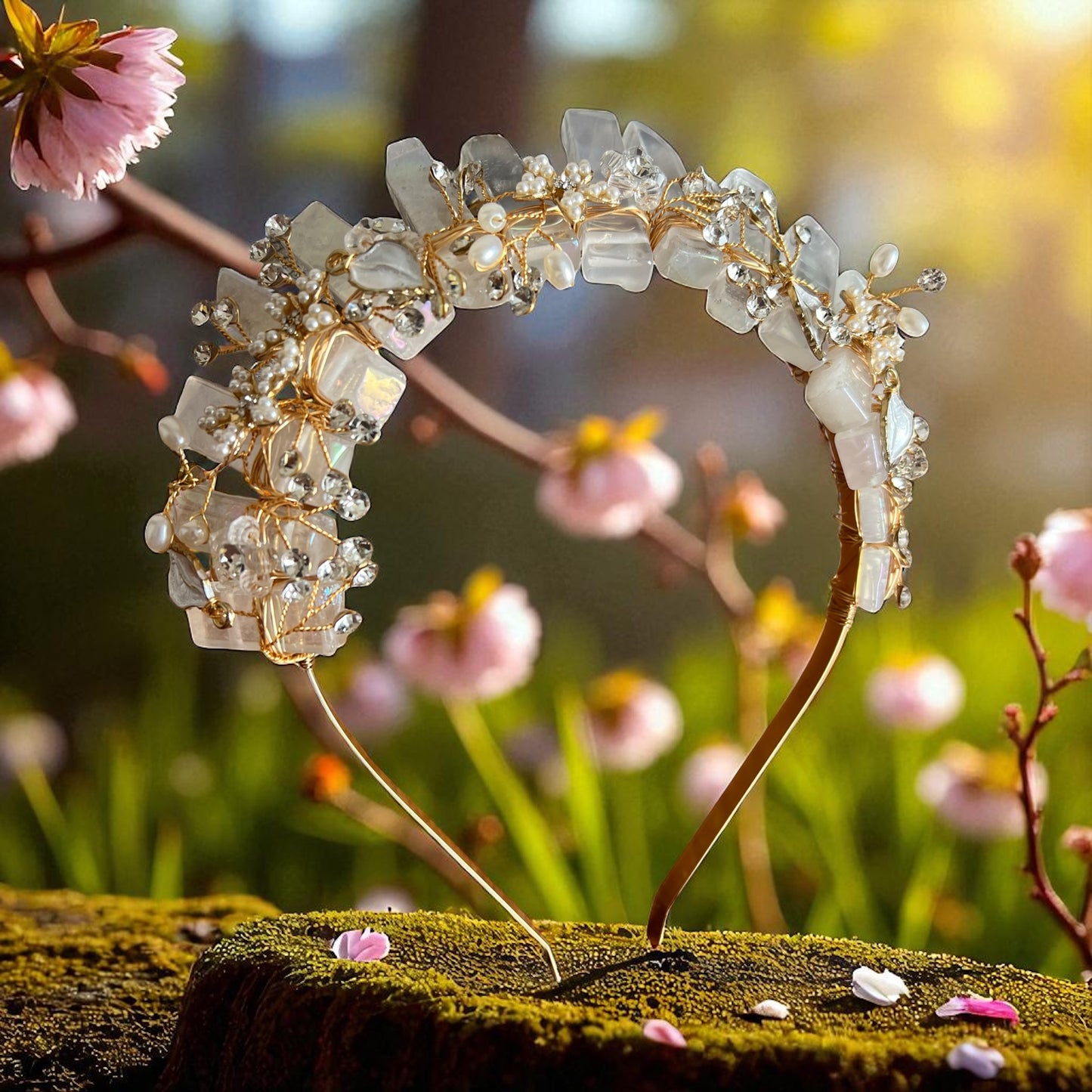 Pearl Floral Crystal Crown