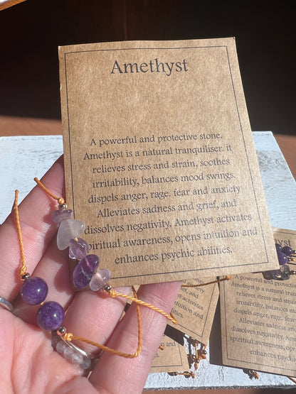 Set of 3 Amethyst Adjustable Bracelets